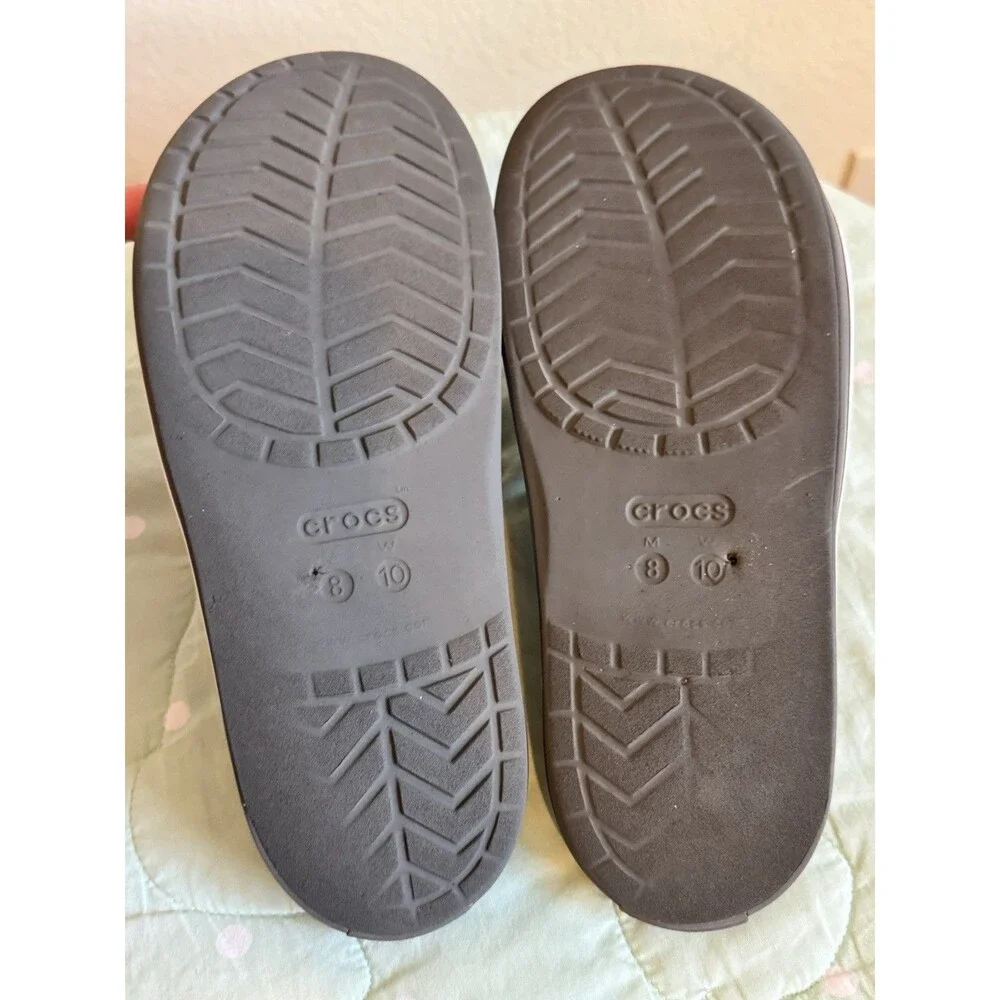 Crocs Gray Slide Slip-On Sandals Logo Synthetic Upper Men’s US Size 8